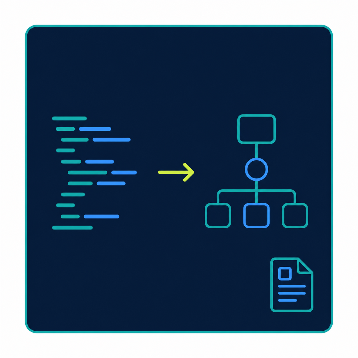 Code to Diagram Transformation in Minimalist SaaS Dashboard Style